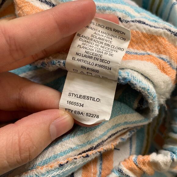 Briggs Shorts Womens M Medium Creamsicle Blue Linen Blend Drawstring Relaxed Fit - Picture 10 of 12